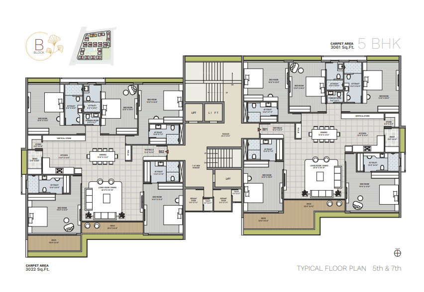 ercole Block B Cluster Plan from 5th to 7th Floor