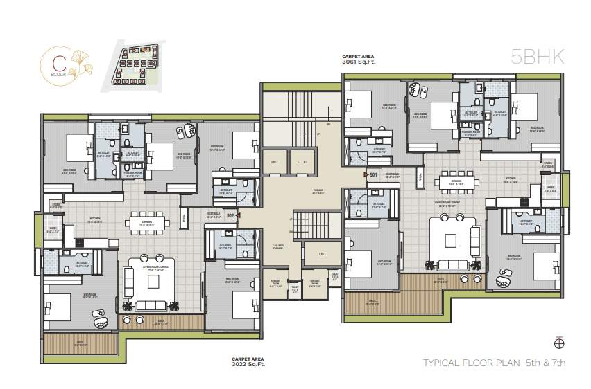ercole Block C Cluster Plan from 5th to 7th Floor