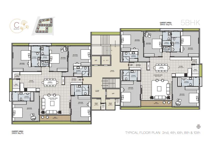 ercole Block C Cluster Plan from 6th to 8th Floor