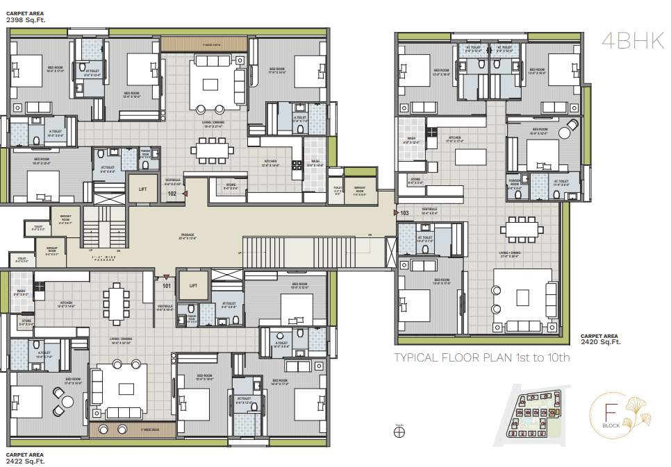 ercole Block F Cluster Plan from 1st to 10th Floor