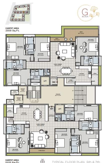 ercole Block G Cluster Plan from 5th to 7th Floor