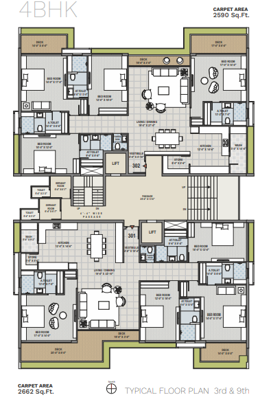 ercole Block H Cluster Plan from 3rd to 9th Floor