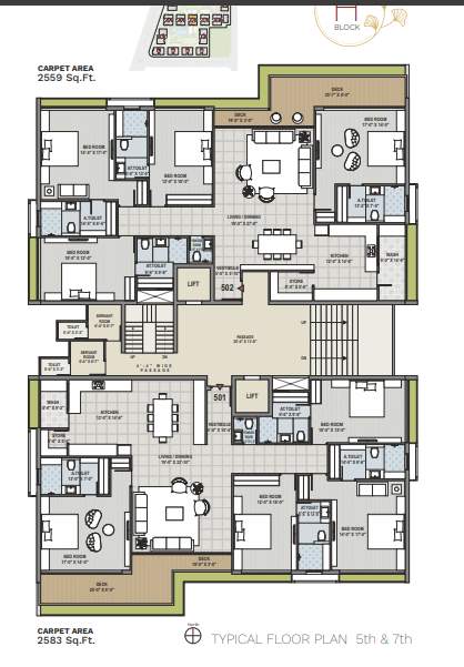 ercole Block H Cluster Plan from 5th to 7th Floor
