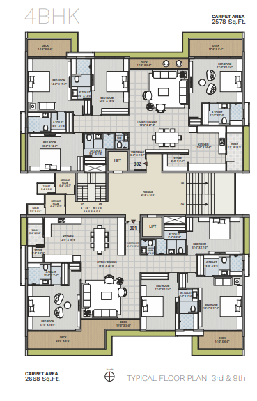 ercole Block I Cluster Plan from 3rd to 9th Floor