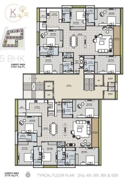 ercole Block K Cluster Plan from 2nd to 10th Floor