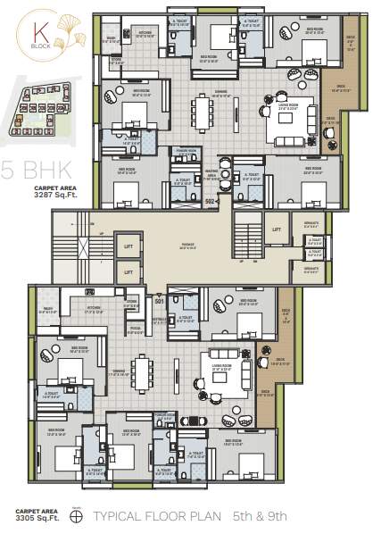 ercole Block K Cluster Plan from 5th to 9th Floor