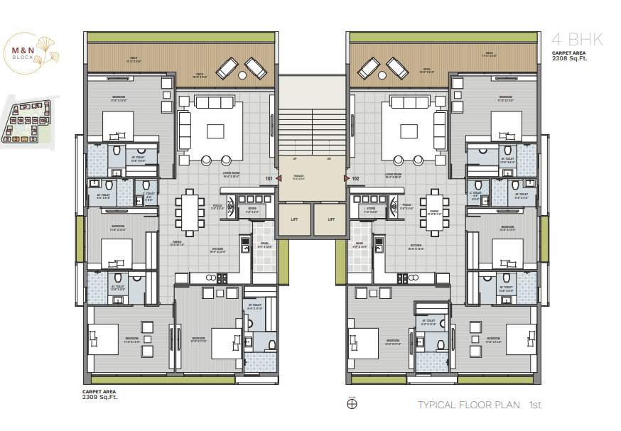 ercole Block M N Cluster Plan for 1st Floor