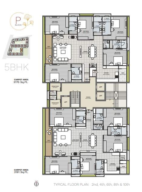 ercole Block P Cluster Plan from 2nd to 10th Floor