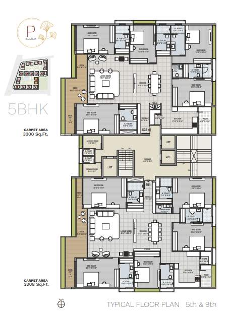 ercole Block P Cluster Plan from 5th to 9th Floor