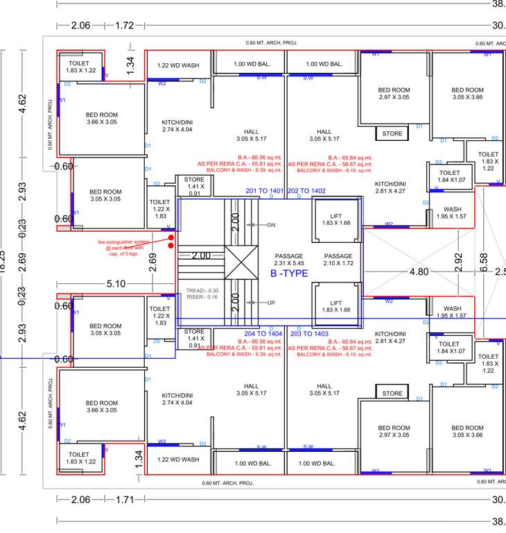 vastu elesta Tower B Cluster Plan from 1st to 14th Floor