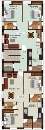  niketan-flats Niketan Flats Cluster Plan from 1st to 3rd Floor