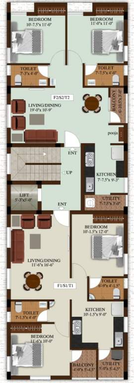  niketan flats Niketan Flats Cluster Plan from 1st to 3rd Floor