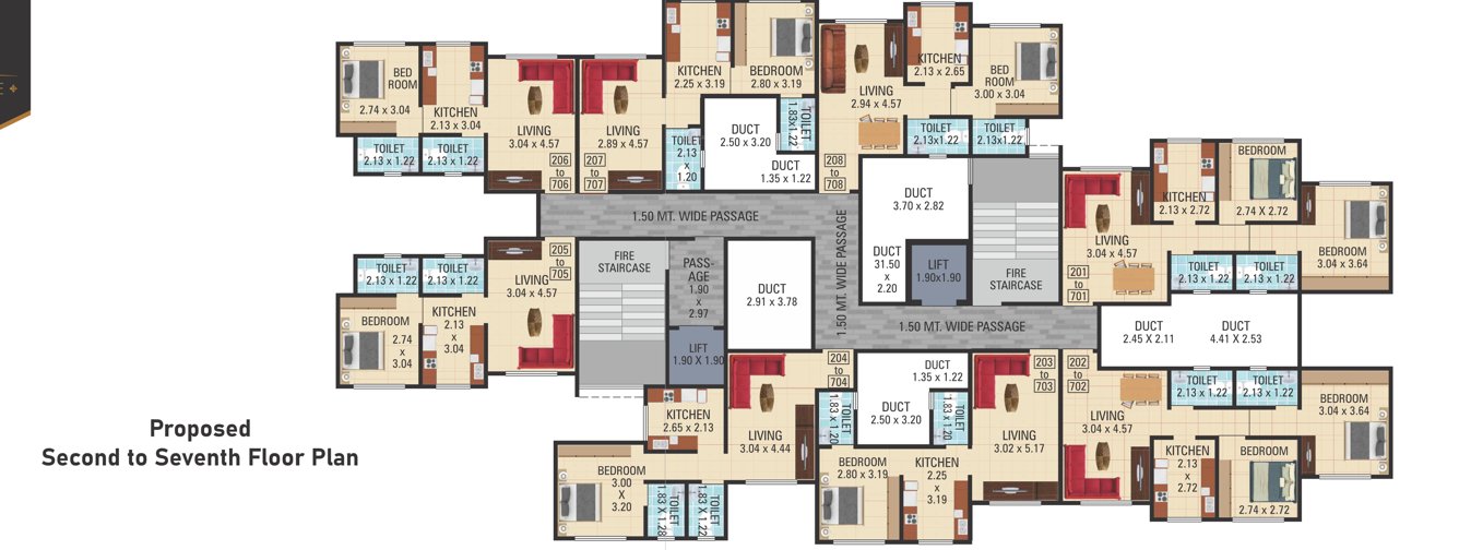  kotak royale Tower 1 Cluster Plan from 2nd to 7th Floor