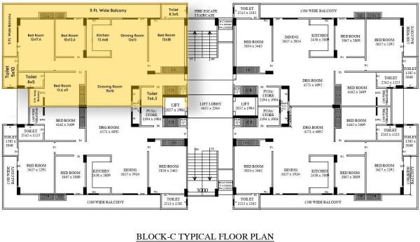  raj-empire Tower 3 Cluster Plan for Typical Floor