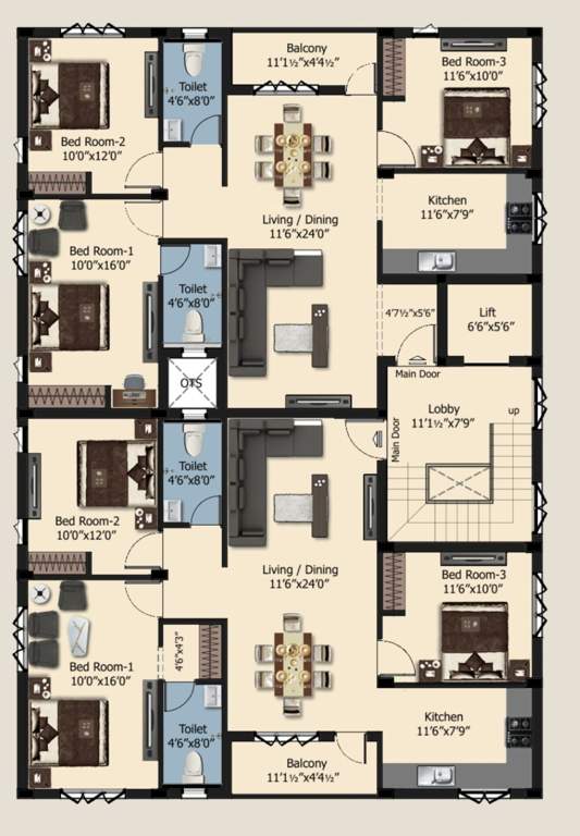  pearl house Pearl House Cluster Plan from 1st to 3rd Floor