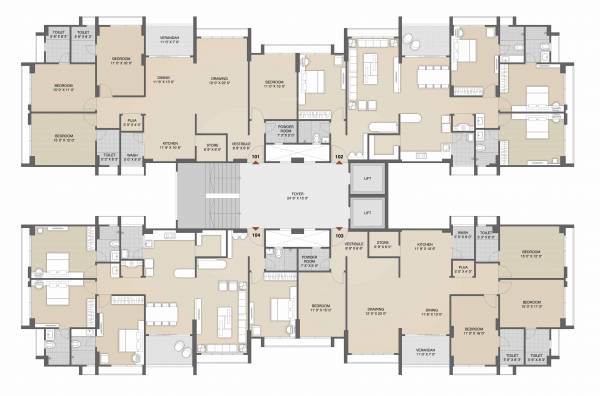  kalatirth-premium D Cluster Plan Typical floors