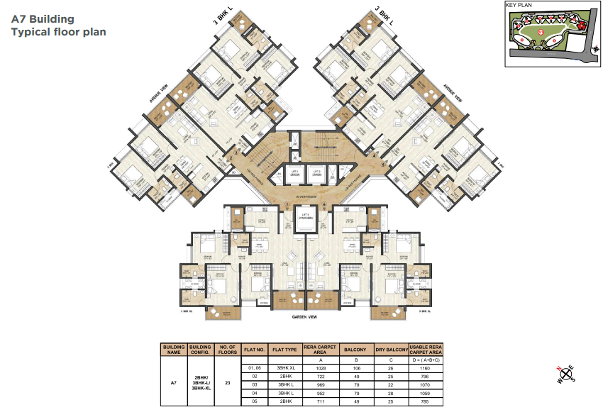 miami A6 Cluster Plan for Typical Floor