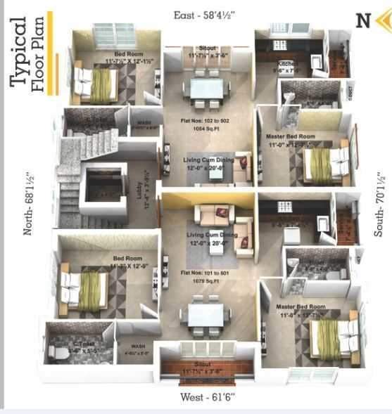  s hill crest Meera S Hill Crest Cluster Plan from 1st to 5th Floor