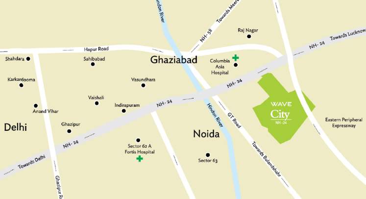 wave city sector 6 phase 2 residential plots Location Plan