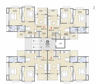  ratnaruchi vatika Tower A Cluster Plan from 1st to 7th Floor