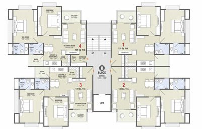 ratnaruchi vatika Tower B Cluster Plan from 1st to 7th Floor