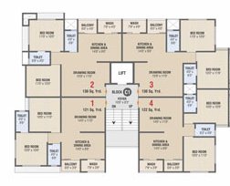  ratnaruchi vatika Tower C1 Cluster Plan from 1st to 7th Floor