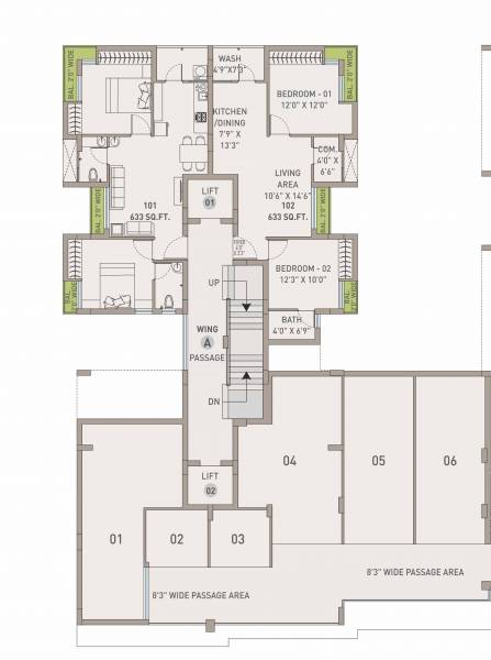  surbhi-possible-phase-1 Wing A Cluster Plan for 1st Floor