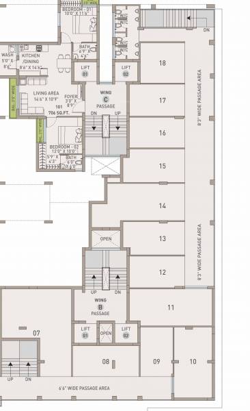  surbhi-possible-phase-1 Wing B Cluster Plan for 1st Floor