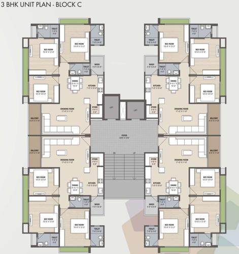  pancham-pentagon-phase-2 Tower C Cluster Plan from 1st to 9th Floor
