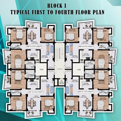  jilika-residency Block I Cluster Plan from 1st to 4th Floor