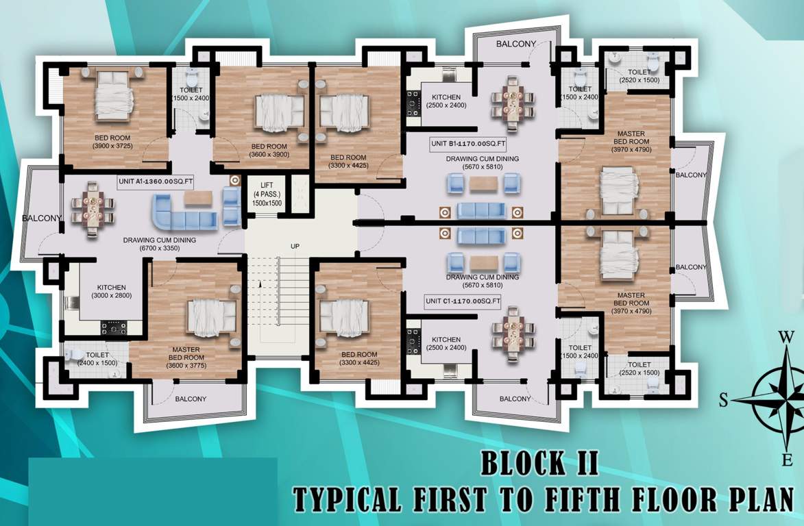  jilika residency Block II Cluster Plan from 1st to 5th Floor