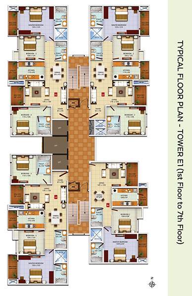  greens phase 1 E1 Cluster Plan from 1st to 7th Floor