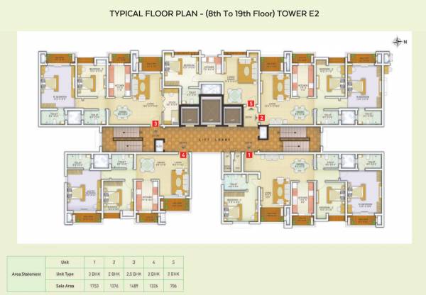  greens-phase-1 E2 Cluster Plan from 8th to 19th Floor