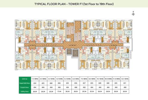  greens-phase-1 F1 Cluster Plan from 1st to 19th Floor