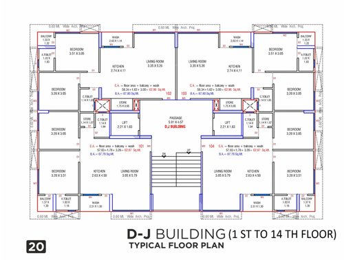  rivanta-heritage Tower D J Cluster Plan from 1st to 14th Floor