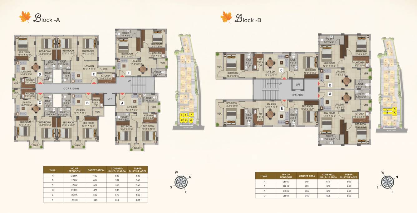  meena maple 1 & 2 Block A & B Cluster Plan for Typical Floor