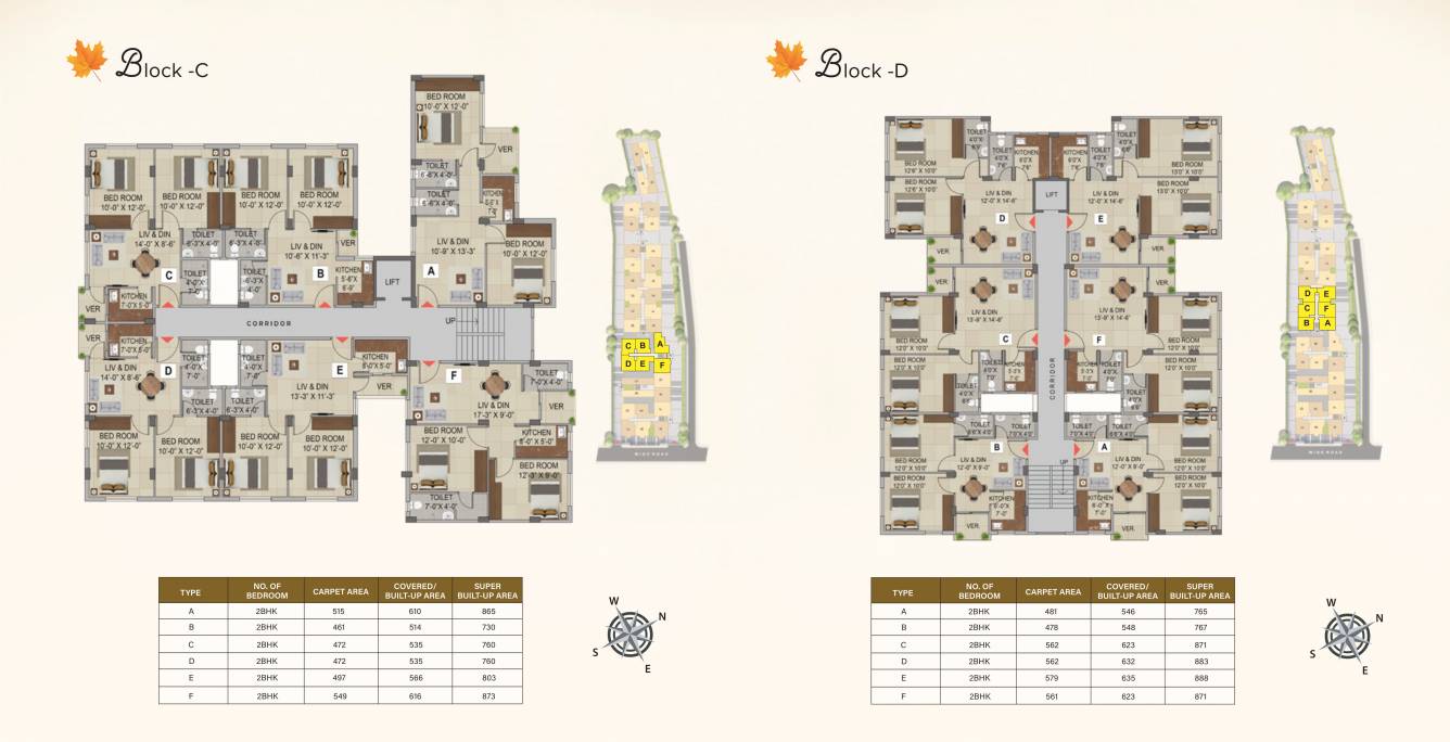  meena maple 1 & 2 Block C & D Cluster Plan for Typical Floor