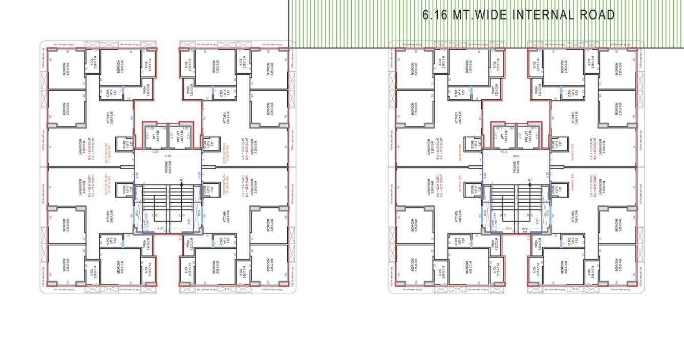  homes Tower A Cluster Plan from 1st to 14th Floor