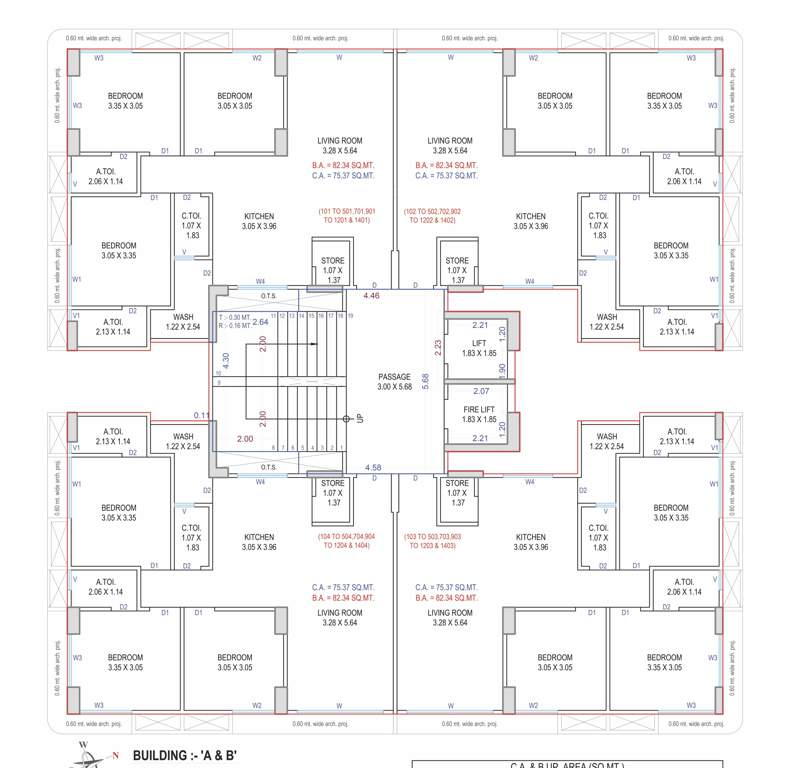  homes Tower B Cluster Plan from 1st to 14th Floor