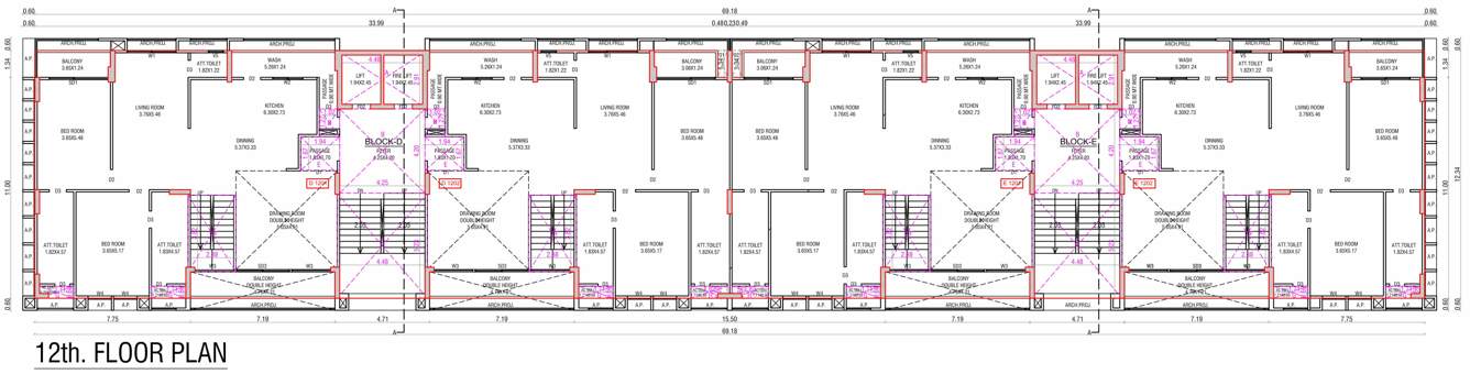  the imperial heights Tower D E Cluster Plan for 12th Floor