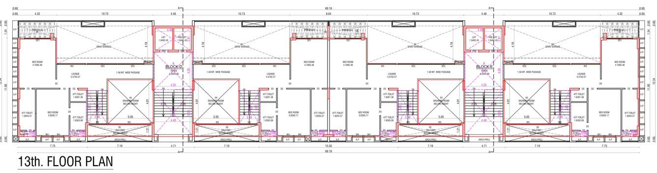  the imperial heights Tower D E Cluster Plan for 13th Floor