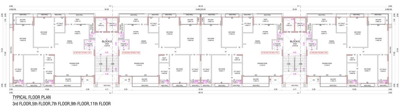  the imperial heights Tower D E Cluster Plan from 3rd to 11th Floor