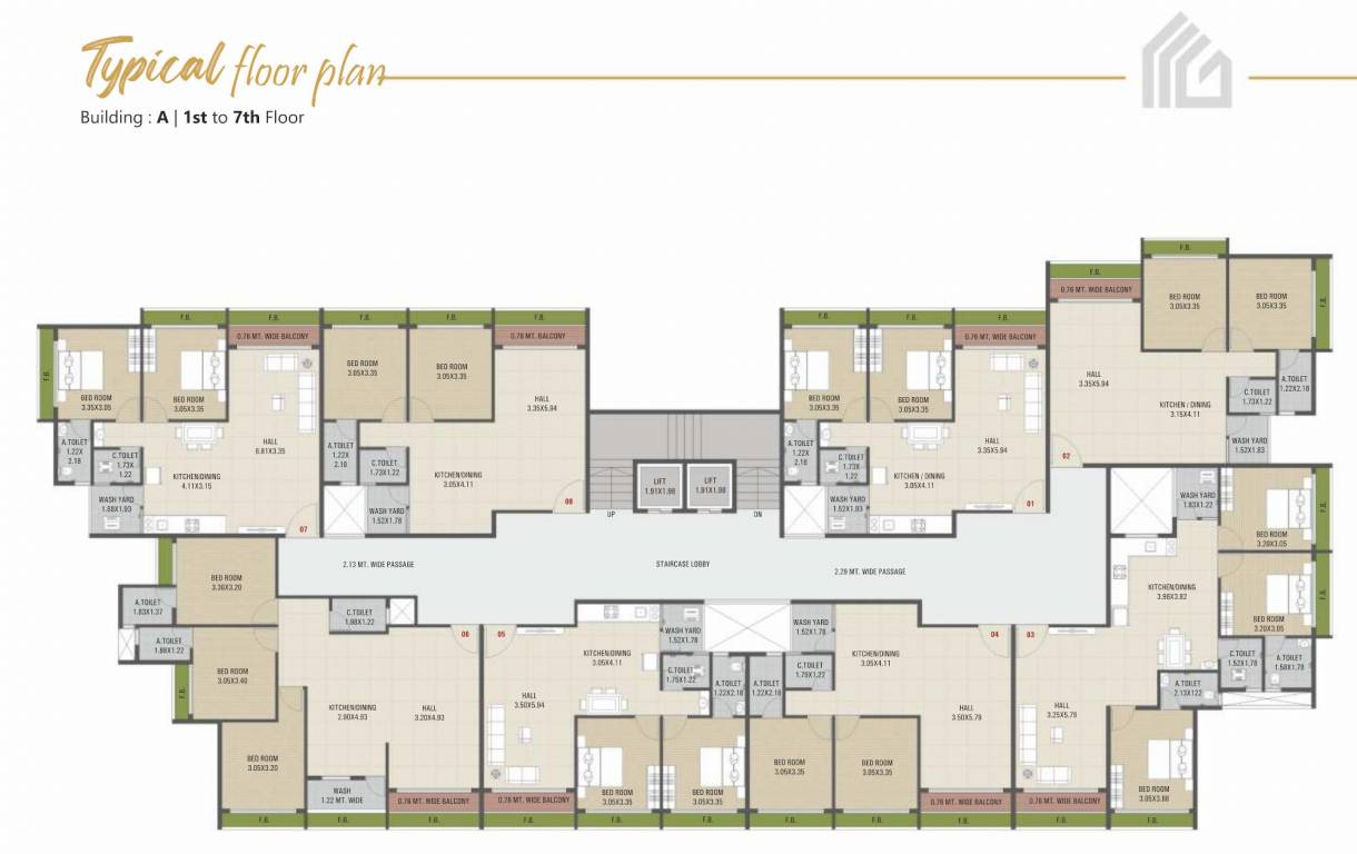 homes Homes Cluster Plan from 1st to 7th Floor