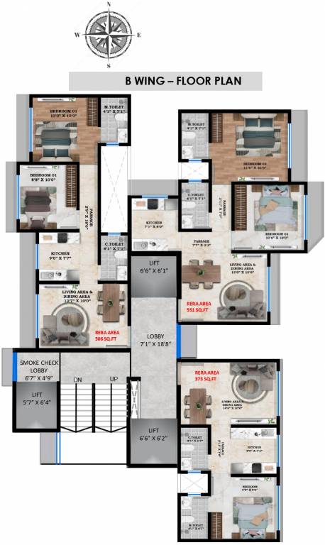  sheetal shashank B Wing Cluster Plan for Typical Floor
