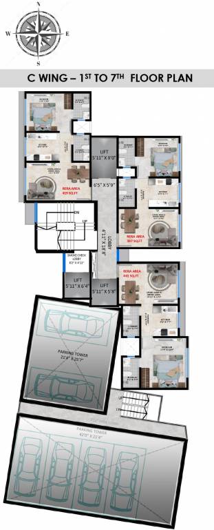  sheetal shashank C Wing Cluster Plan for Typical Floor