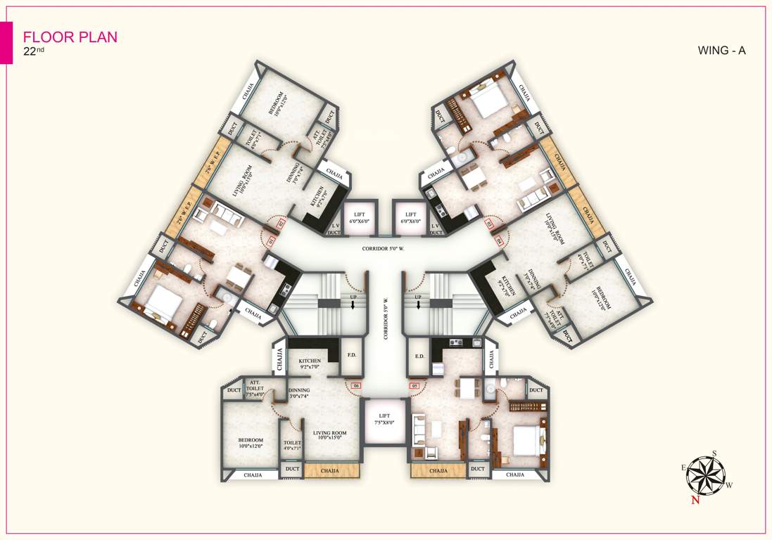  lj tanna panorama a wing Building A Cluster Plan for 22th Floor