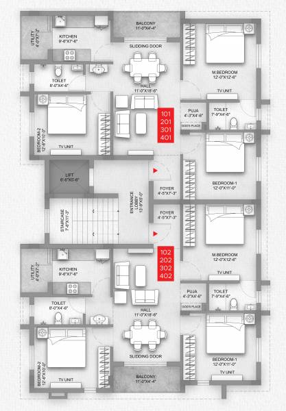  primera-a Primera A Cluster Plan from 1st to 4th Floor