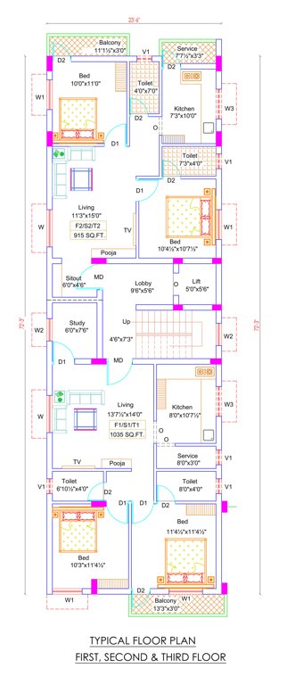  sivasakthi flats Sivasakthi Flats Cluster Plan from 1st to 3rd Floor