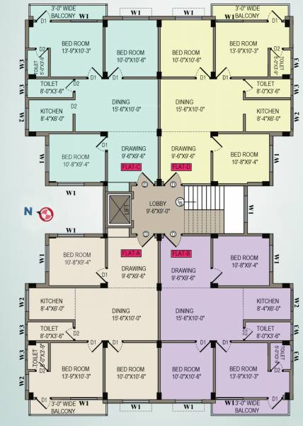  abhinavo-apartment Abhinavo Apartment Cluster Plan for 1st Floor