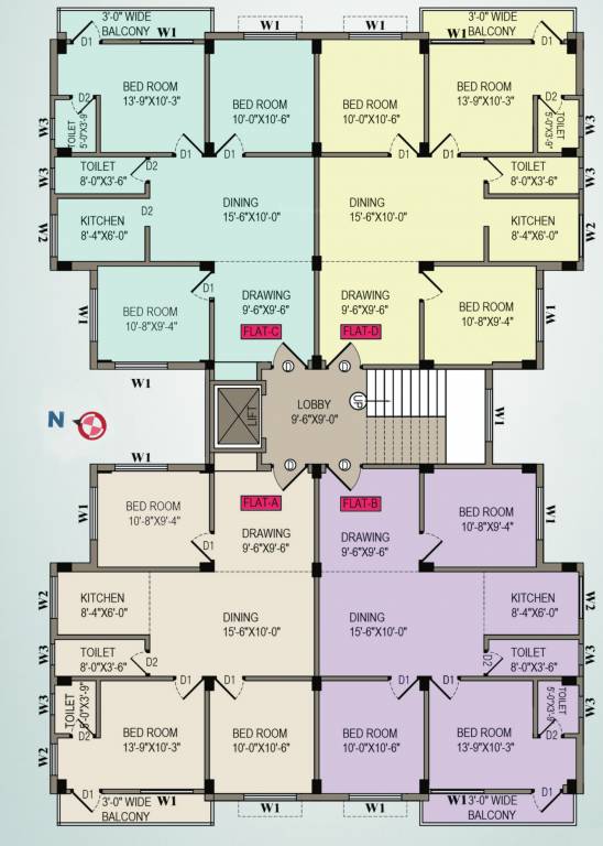  abhinavo apartment Abhinavo Apartment Cluster Plan for 1st Floor